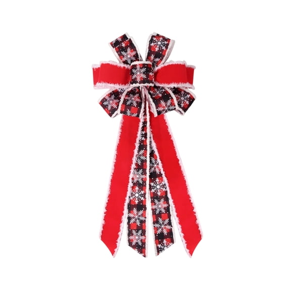 24 Inch Oversized Velvet Christmas Bow,Snowflake Print with White Fleece Trim,Tree Topper for Wreath,Door,Window and Holiday Decor 10.24*24.02IN