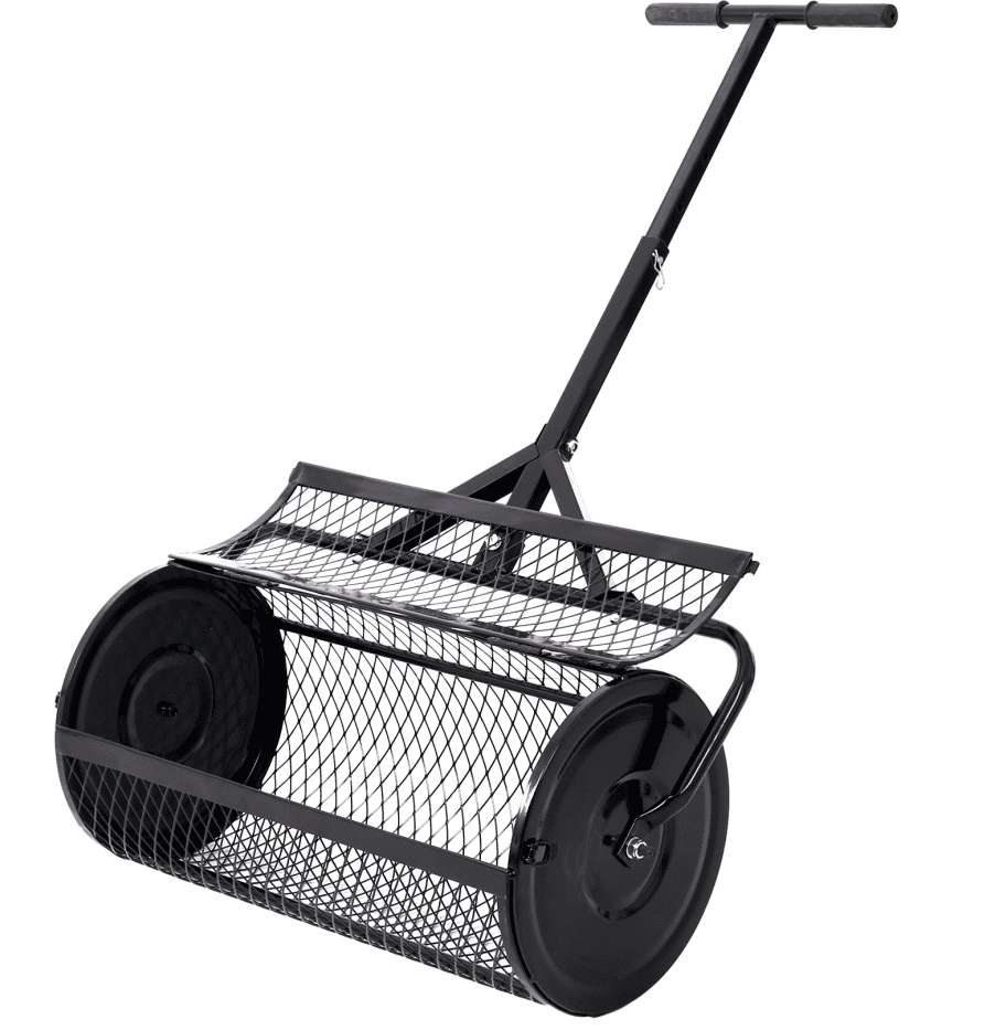 24-Inch Peat Moss Spreader Metal Mesh Compost Roller for Garden Care