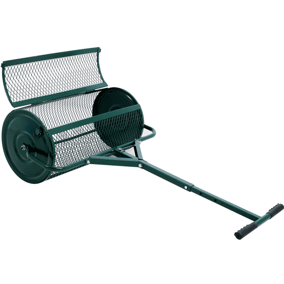 24-Inch Peat Moss Spreader with T-Handle & Metal Mesh for Lawn Care
