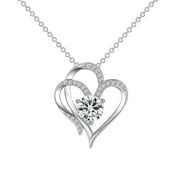 CICISIMP 24 Inch Pendant Necklace For Women Sterling Silver Long Chain Heart Shaped Necklace Light Simple Style Sparkly Exquisite Necklace For Women Girl For Gift