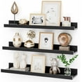 thumbnail image 1 of 24 Inch Picture Ledge Shelf with Lip,Black Floating Shelves for Wall Set of 3,Wall Shelves in Varying Widths for Living Room,Bedroom,Nursery,Bookshelf, 1 of 16