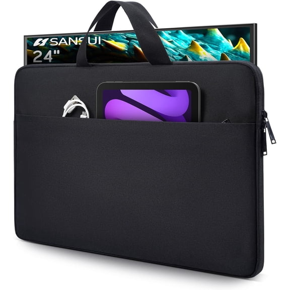 24 Inch Portable Monitor Case, Protective Carrying Sleeve for 23.8-24 inch Portable Monitors InnoView 23.8"/ASUS ZenScreen 24"/ViewSonic TD2423D 24 Inch Portables Monitor Case Bag, Black