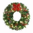 thumbnail image 1 of 24-Inch Pre-Lit Artificial Christmas Wreath with Red Bow, Pine Cones, Berries, and LED Lights for Indoor Outdoor Decor, 1 of 3
