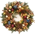 24 Inch PreLit Christmas Wreaths for Front Door, Battery Operated