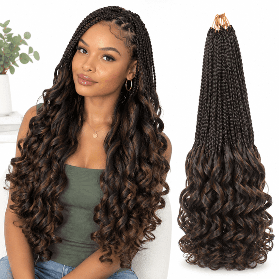 24 Inch Pre Looped Black Curl Crochet Hair Extensions, 9 Pack