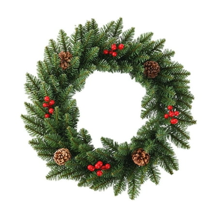 24 Inch Pre-lit Christmas Wreath with LED Lights, Artificial Holiday Wreath for Front Door, Wall & Home Christmas Decorations