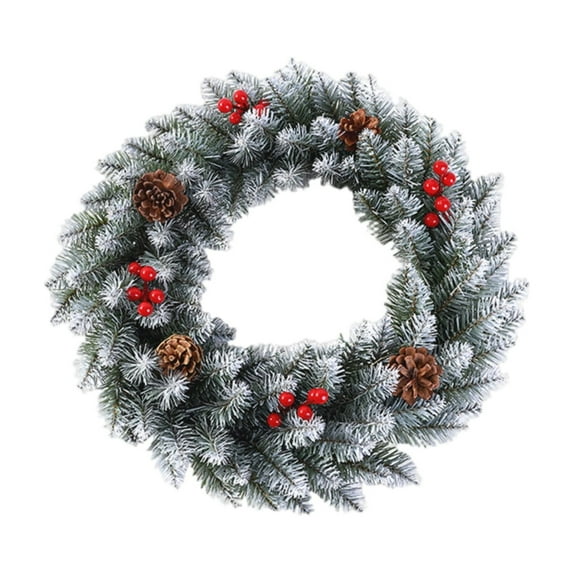 24 Inch Pre-lit Christmas Wreath with LED Lights, Artificial Holiday Wreath for Front Door, Wall & Home Christmas Decorations