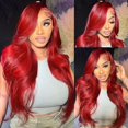 thumbnail image 1 of 24 Inch Red Wig Human Hair 13x4 HD Lace Front Wigs Human Hair Body Wave Red human hair Colored Wigs Human Hair Red Lace Front Wigs Human Hair Pre Plucked HD Lace Frontal Wig, 1 of 6