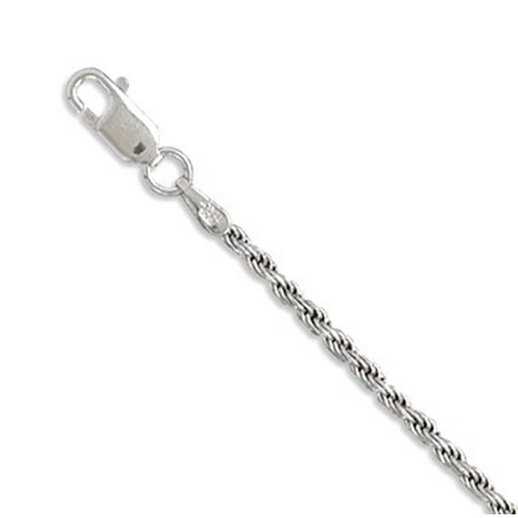 24 Inch Rhodium Plated Rope Chain Necklace 1.5mm Wide With Lobster Clasp