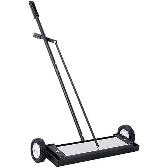 24-Inch Rolling Magnetic Pick-Up Sweeper with Wheels, 24'' Heavy Duty Large Magnet Pickup Lawn Sweeper with Telescoping Handle for Nails Needles Screws Collection,100 Pound Capacity