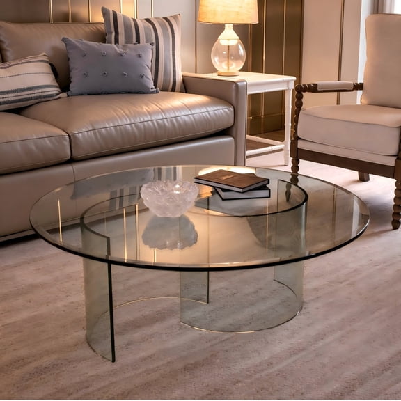24" Inch Round 1/2" Thick Clear Glass Table Top with Beveled Edge, Tempered Glass, Replacement Glass Table Top for Dining Tables, End Tables, and Outdoor Patio Table Tops