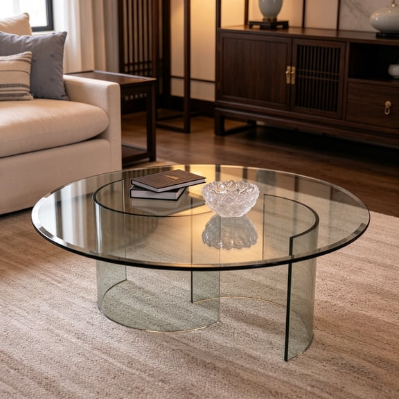 24" Inch Round 1/2" Thick Clear Glass Table Top with Flat Polished Edge, Tempered Glass, Replacement Glass Table Top for Dining Tables, End Tables, and Outdoor Patio Table Tops