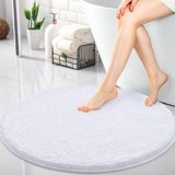 Prisma Soft Machine 24-Inch Round Bathroom Rug, Extra Soft White Chenille Bath Mat, Super ...