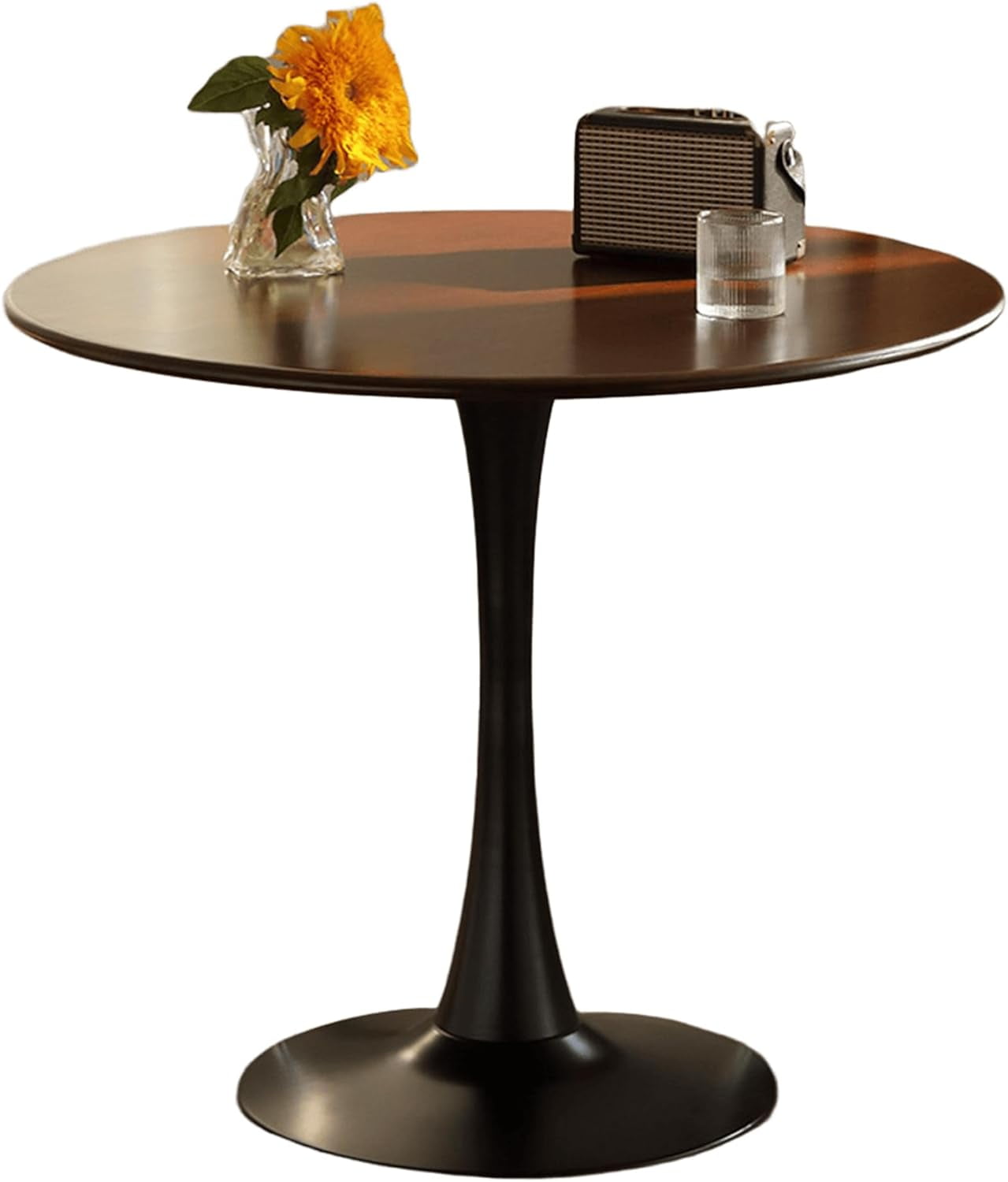 24 Inch Round Dining Table,Mid-Century Tulip Table with Metal Pedestal ...