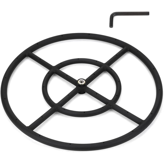 24 Inch Round Fire Pit Burner Ring for Natural Gas & Propane Fire Pit Fireplace - Black Steel Fire Pit Burner for Indoor & Outdoor, BTU 296,000 Max