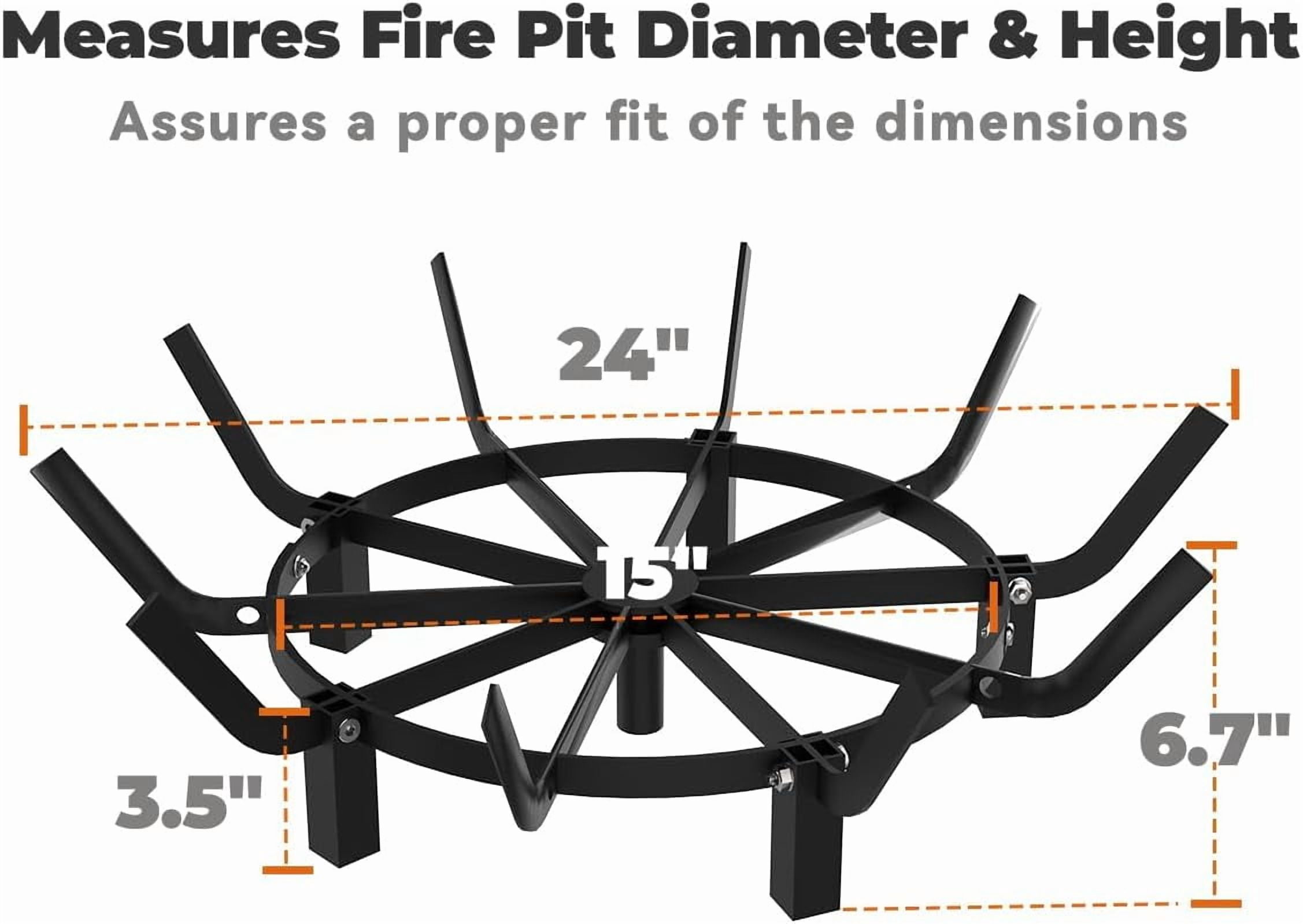 24 Inch Round Fire Pit Grate with 10 Bars for Firepit, Heavy Duty ...