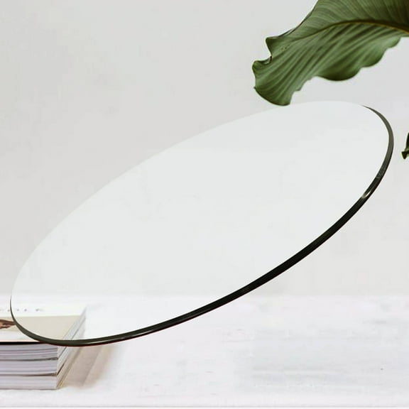 24 Inch Round Glass Dining Table Top,Circle Tempered Glass Kitchen Table Top with 4-6 Rubber Anti-Slip Ring,0.26'' Clear Circular Dining Table Top, for Dining,Restaurant Table and Lazy Susan