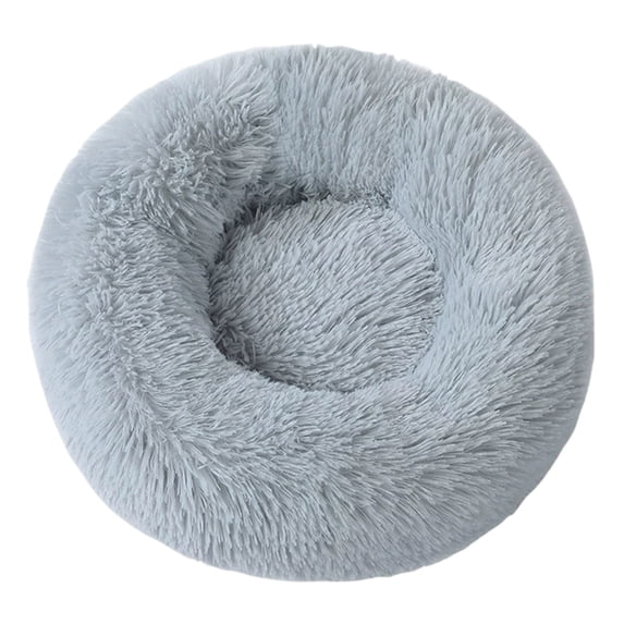 24 Inch Round Pet Bed for Cats and Small Dogs, Fluffy Donut Dog Bed with Machine Washable Cover, Calming Cozy Anti- Pet Mat