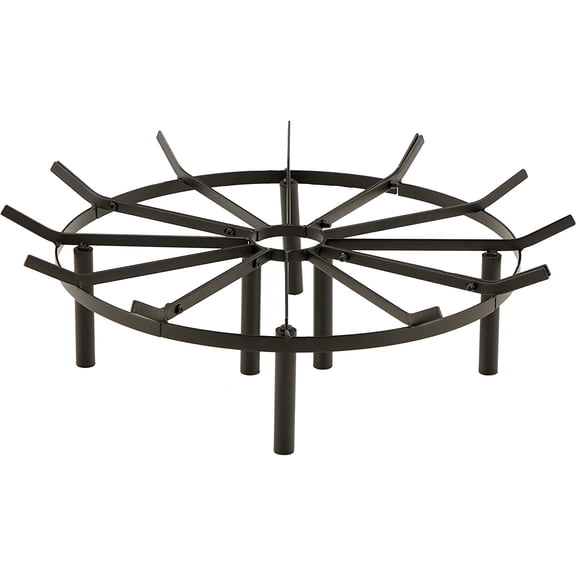 24in Fire Grate, Round Spider Wagon Wheel Fire Pit Grate - Heavy Duty for Outdoor Campfire, Hearth Wood Stove and Outdoor Camping - Black