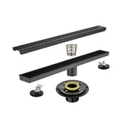 24 Inch Shower Drain with Quadrato Grate - 304 Stainless Steel Square Shower Drain with Hair Strainer & Leveling Feet - Removable Flange Drain for Bathroom, Kitchen