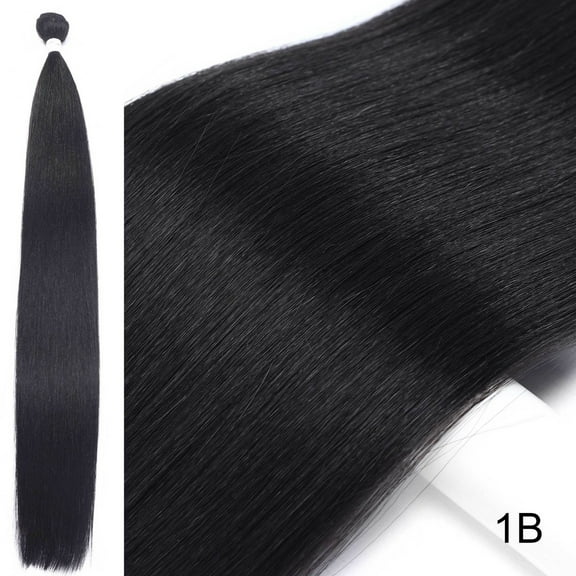 24 Inch Silky Straight Synthetic Hair Weave Extensions, Long Synthetic Quick Weave Sew in Hair Weft, High Temperature Fiber Synthetic Hair Weave (A1B)