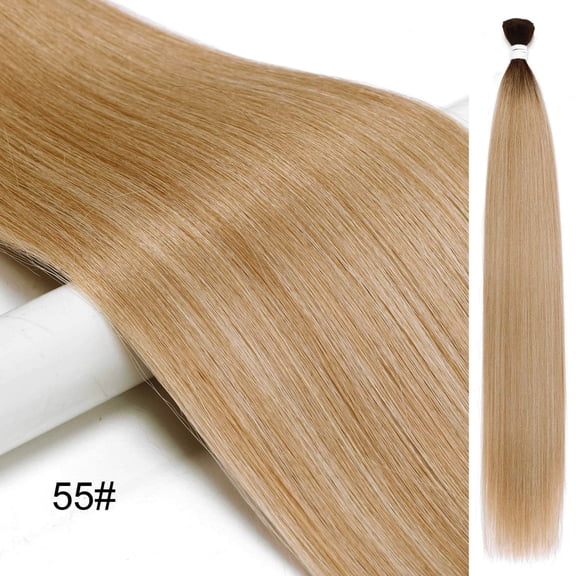 24 Inch Silky Straight Synthetic Hair Weave Extensions, Long Synthetic Quick Weave Sew in Hair Weft, High Temperature Fiber Synthetic Hair Weave (E55)