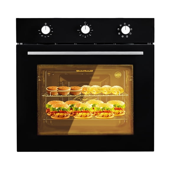 24 Inch Single Wall Oven, 2.5 Cu.Ft Capacity Built-in Electric Wall Oven with 8 Cooking Functions & with Convection, Defrost, 3000w Stainless Steel Built in Oven