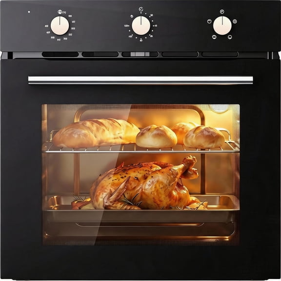 24 Inch Single Wall Oven, Knob Control, with 4 Cooking Functions, 2.5 Cu.ft.