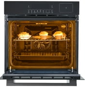 24-Inch Single Wall Oven with Convection, 11 Cooking Functions, 108 Smart Menus, Touch Control and Safety Lock in Stainless Steel
