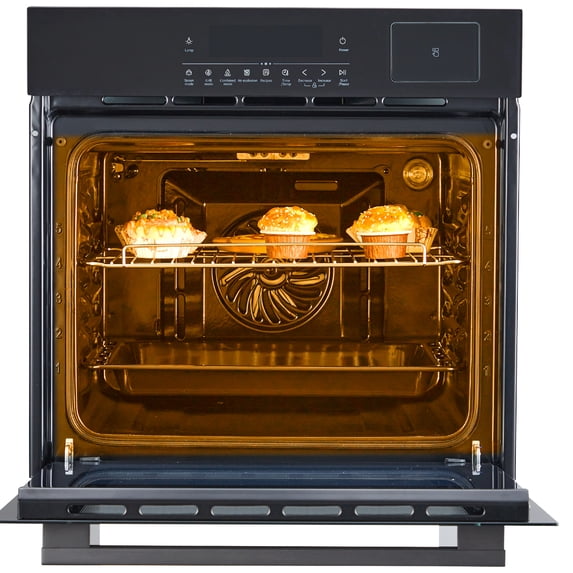 24-Inch Single Wall Oven with Convection, 11 Cooking Functions, 108 Smart Menus, Touch Control and Safety Lock in Stainless Steel