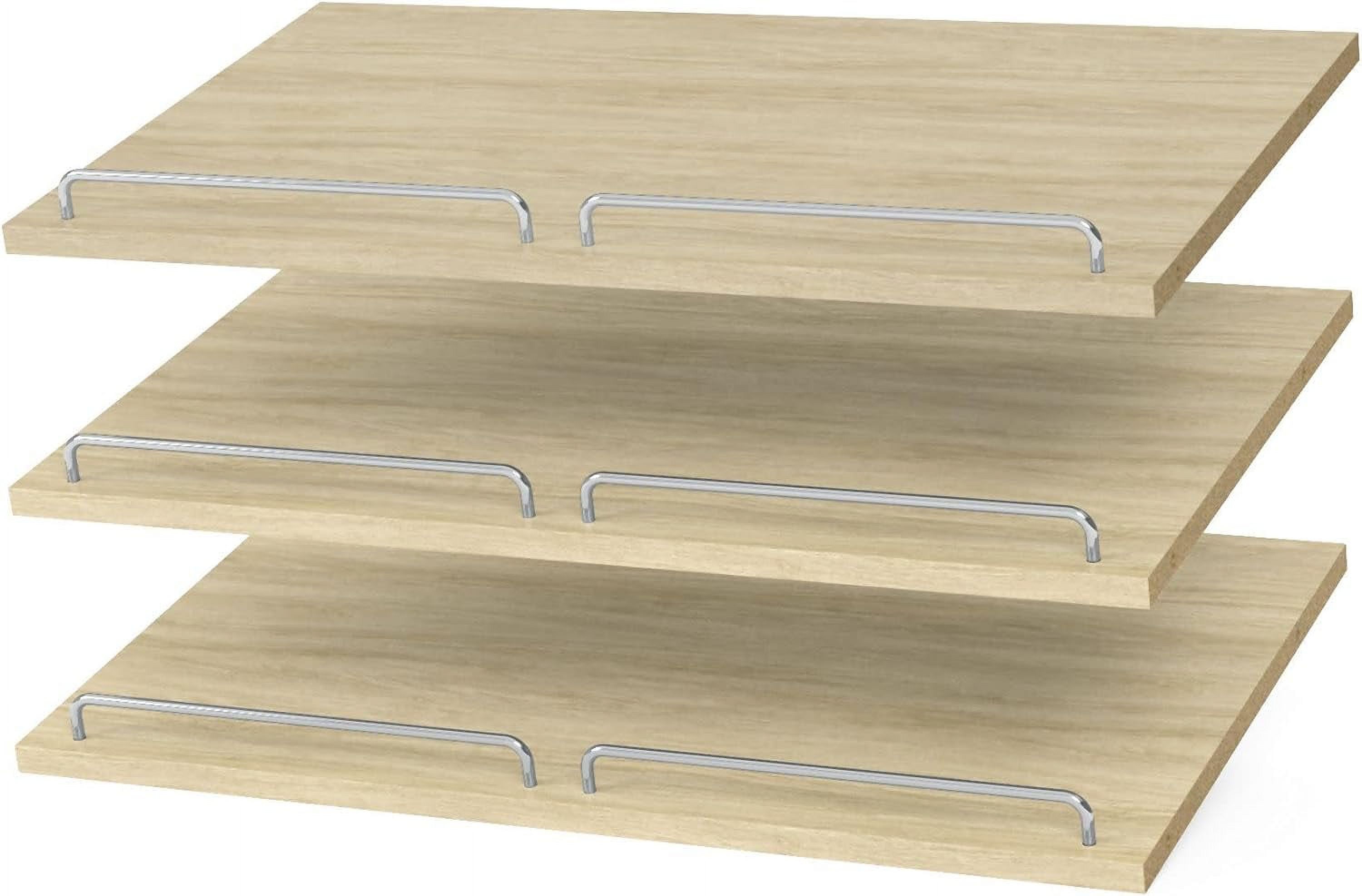 24 Inch Slanted Shoe Storage Shelves With Chrome Fence Rails For Closet