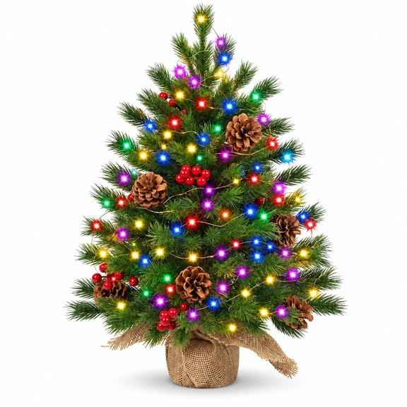2FT Smart Mini Christmas Tree with 100 RGB Fairy Lights App Control Music Sync Timer for Tabletop Holiday Decor