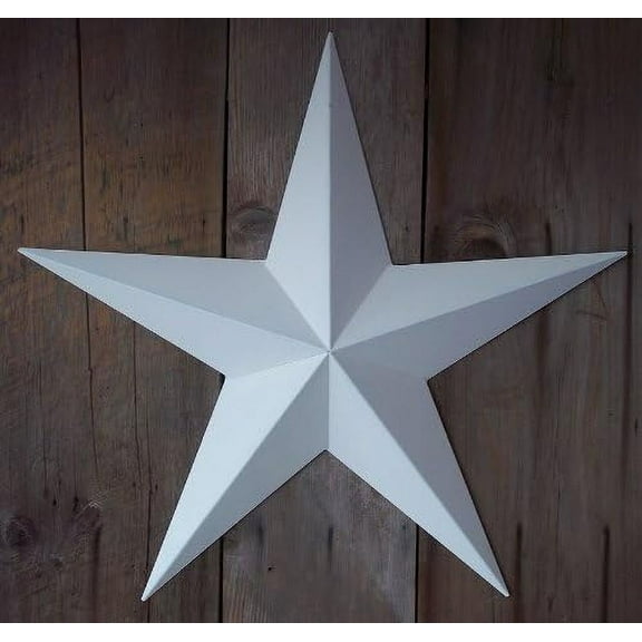 24 Inch Solid White Barn Star Made with Galvanized Metal to Prevent Rusting. Amish Hand Made Your Source for Heavy Duty Metal Tin Barn Stars and Primitive Style Stars - Made in The USA!