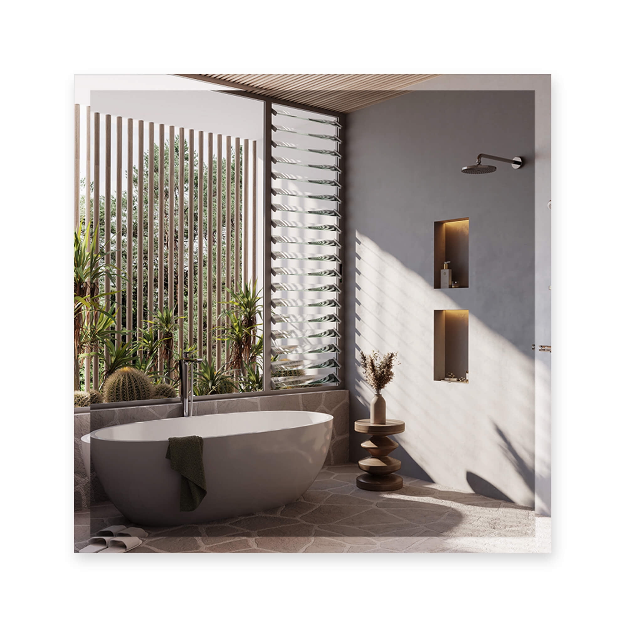 Elegant 24" Square Beveled Frameless Wall Mirror