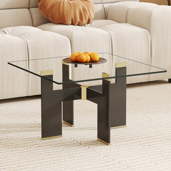 24 Inch Square Clear Tempered Glass Table Top Replacement Surface With Smooth Edges