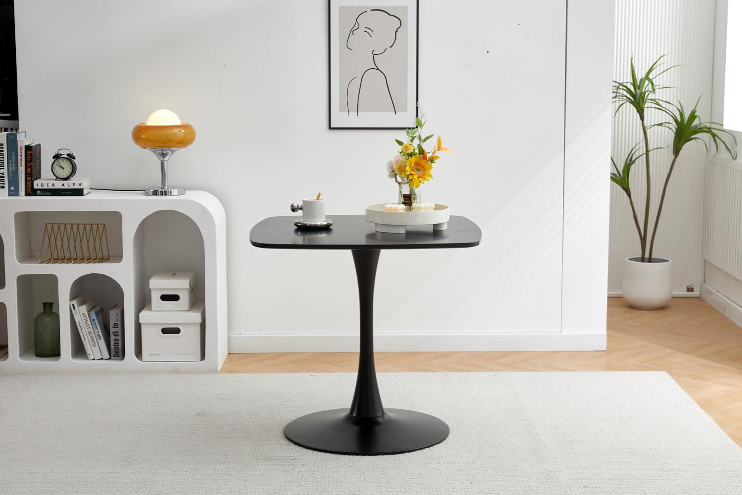 24 Inch Square Dining Table for Small Spaces, Modern Tulip Table with a ...
