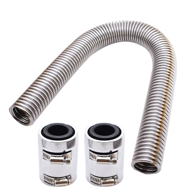 24 In Flexible Radiator Hose, Stainless Steel, Chrome Cover Caps 24 In Flexible Radiator Hose, Stainless Steel, Chrome Cover Caps