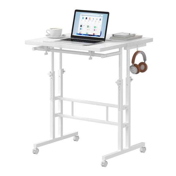 24 Inch Standing Desk - Manual Height Adjustable Split Top Desk on Wheels, Rolling Sit Stand Workstation, Space Saving - Tier for Home Office, Walking Pad Compatible