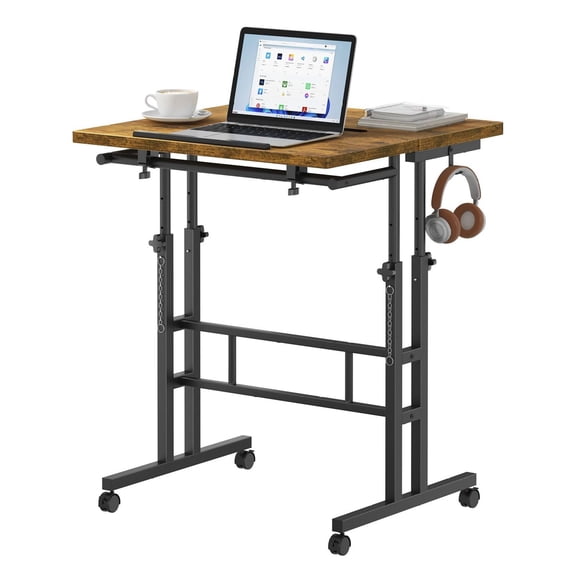 24 Inch Standing Desk - Manual Height Adjustable Split Top Desk on Wheels, Sit-Stand Workstation, Rolling Base, Space Saving - Home Office, Walking Pad Compatible
