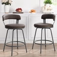 thumbnail image 1 of 24 Inch Swivel Counter Height Bar Stools Set of 2, Modern Backs, Leather Counter Stools for Kitchen Island, Brown, 1 of 7