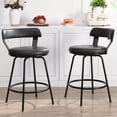thumbnail image 1 of 24 Inch Swivel Counter Height Bar Stools Set of 2, Modern Backs, Leather Grey, 1 of 7