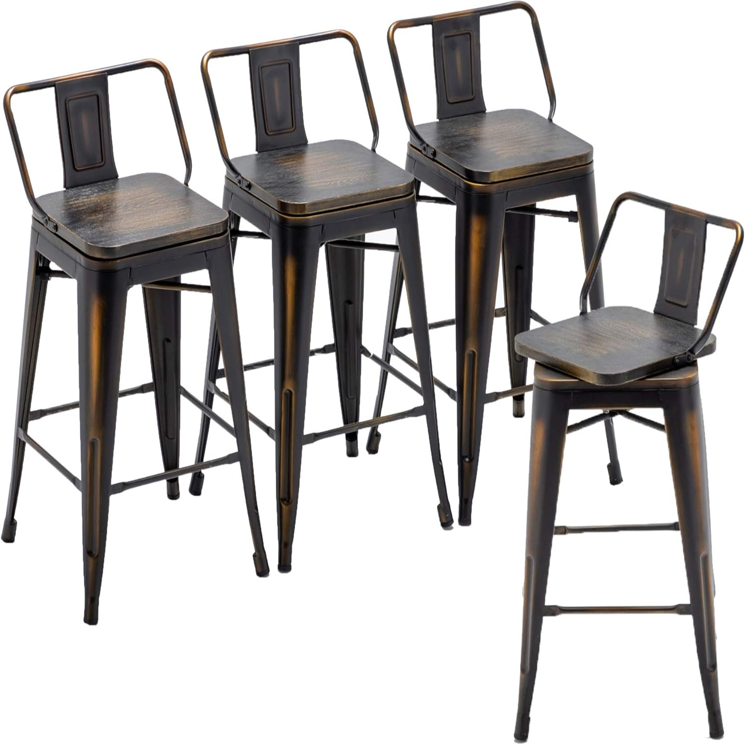 24 Inch Swivel Stools Set of 4 Counter Height Swivel Stools with Backs ...