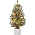thumbnail image 1 of 24 Inch Table Top Christmas Tree with Lights, Pre-lit Artificial Small Green Christmas Tree with Cement Basin Base, Miniature Pine Christmas Trees for Table Office Dorm Desk Decorations, 1 of 8