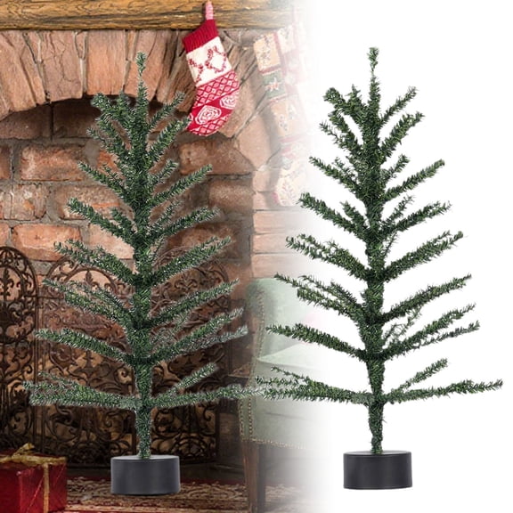 24 Inch Tabletop Christmas Tree with Base Artificial Pine Tree Centerpiece for Home Office Kitchen Dining Table Holiday Party Xmas Decorations Indoor Winter Celebrations