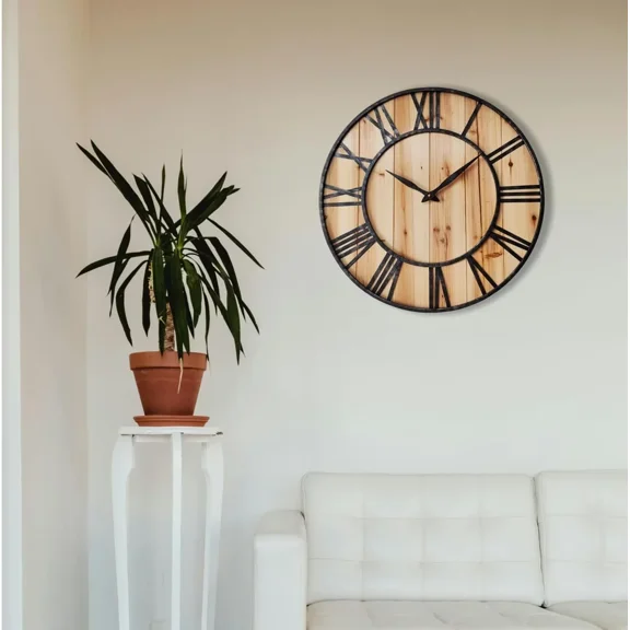 24 Inch Thicken & Heavy Large Metal Wall Clocks for Living Room Decor Large Decorative Clock Oversized,Big Roman Numeral Non Ticking