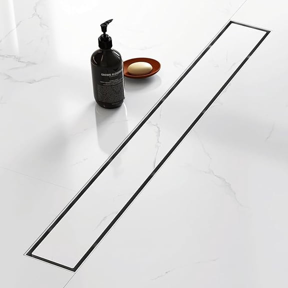 24 Inch Tile-In Linear Shower Drain, SUS 304 Stainless Steel, Brushed Nickel, Removable Hair Strainer