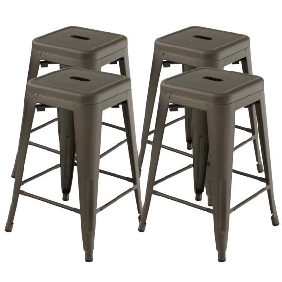 24 Inch Tolix Style Stackable Barstool Set of 4 Counter Height Chair