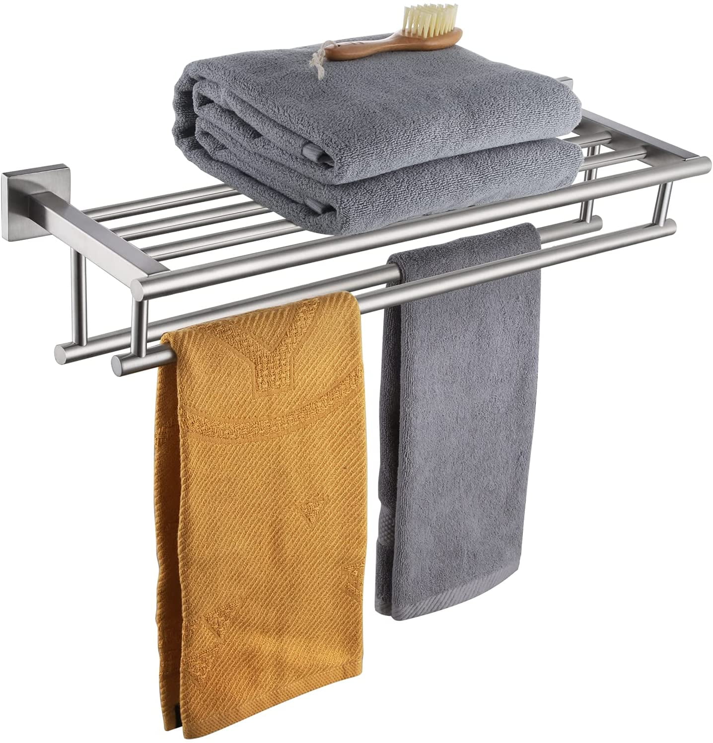 24 Inch Towel Shelf with Double Towel Bars Bathroom Towel Rack Towel ...
