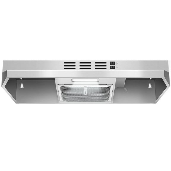 "Joeaonz 24"" Under Cabinet Range Hood, Stainless Steel, Rear Exhaust, 2-Speed, LED Light, Dishwasher-Safe Filter"