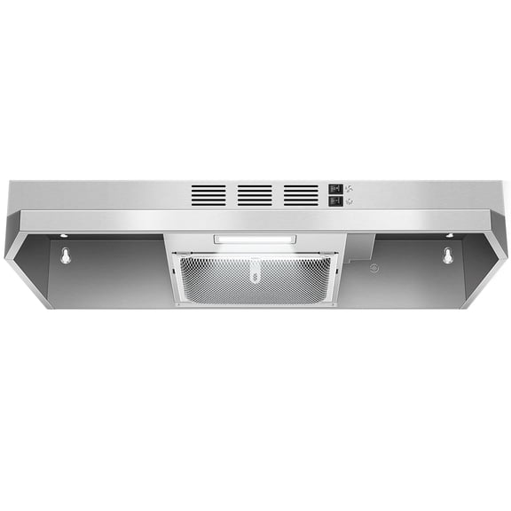 Joeaonz 24-Inch Ductless Under Cabinet Range Hood with LED Light, Stainless Steel, Rear Exhaust, 2-Speed, Dishwasher-Safe Filter